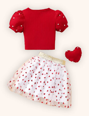 Valentijnsdag hart tule rok set