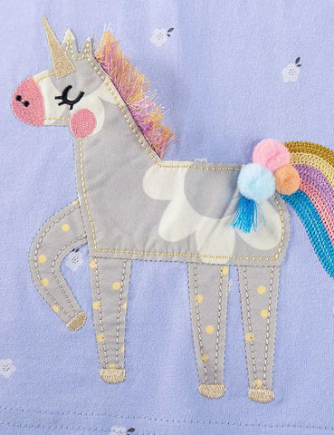 Little Pony Appliqué Long Sleeves Dress