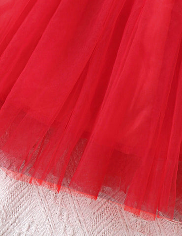 Valentine's Day Heart Print Tulle Dress