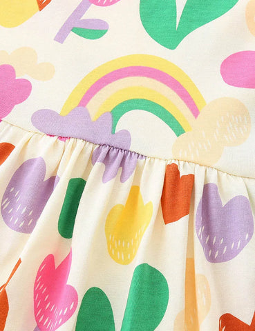 Cartoon Flower Print Dress