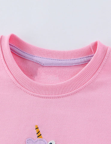 Cute Unicorn Applique Sweatshirt