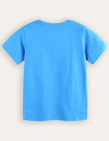 Kurzärmeliges T-Shirt mit Hai-Print