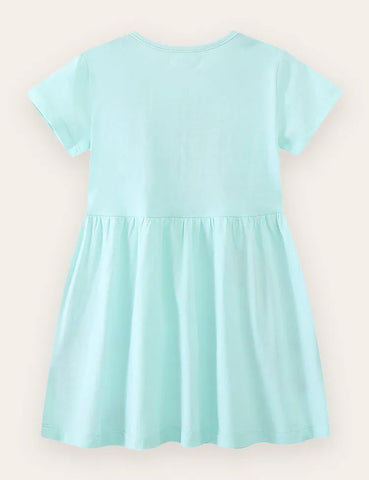 Mermaid Embroidered Cotton Dress
