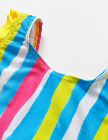 Colored Irregular Striped One-Piece Swimsuit