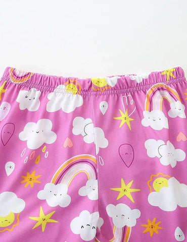Rainbow Cloud Printed Short Sleeve Pajama Set