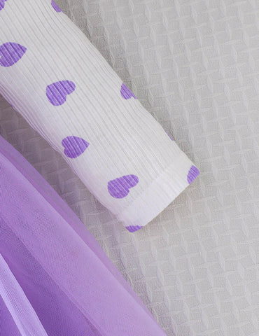 Valentine's Day Love Printing Splicing Tulle Dress