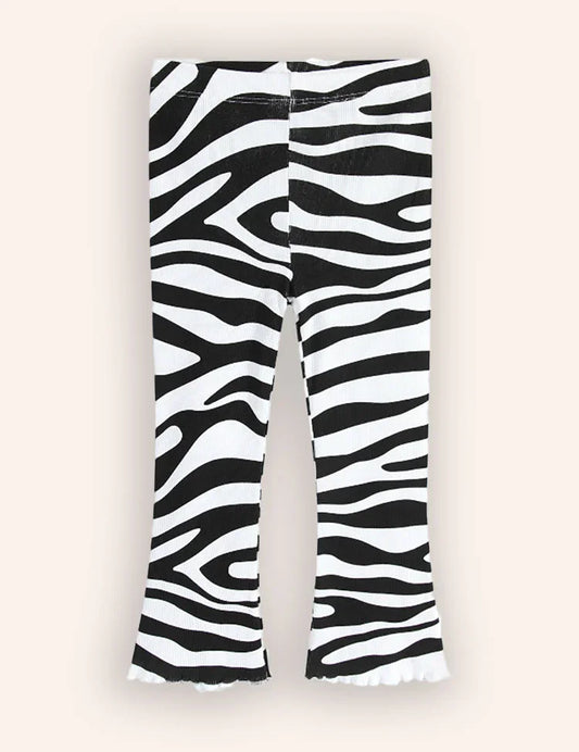 Zebra Striped Flared Leggings