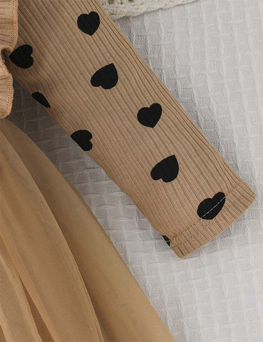 Valentine's Day Love Printing Splicing Tulle Dress
