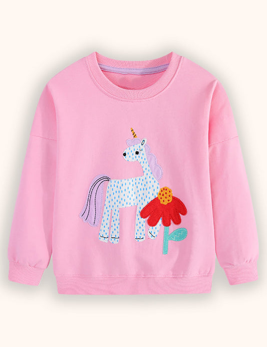 Cute Unicorn Applique Sweatshirt