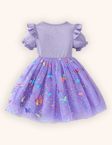 Colorful Butterfly Tulle Party Dress