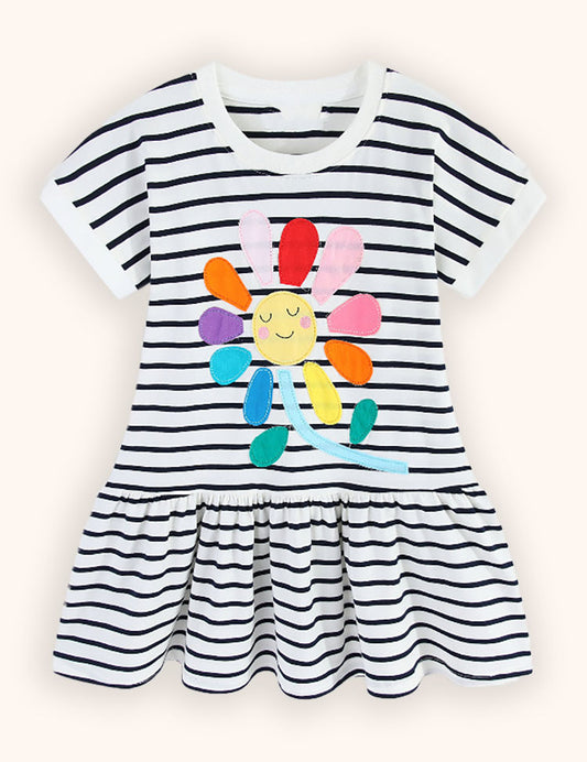 Cute Flower Applique Dress