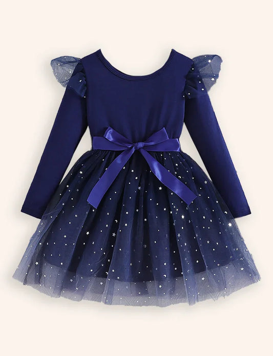 Abito in tulle con stampa stelle