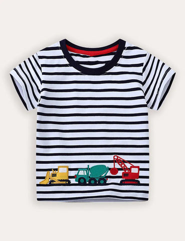 T-shirt a maniche corte con applicazione escavatore
