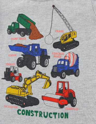 Construction Car Print Long-sleeved T-shirt