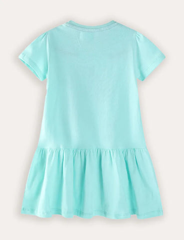 Unicorn Embroidered Cotton Dress