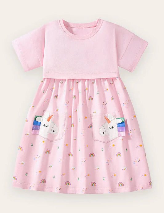 Robe en coton avec poche licorne