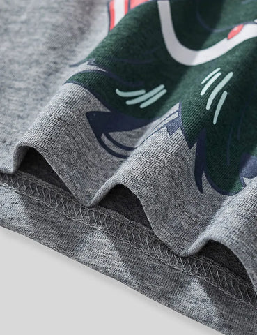 Christmas Tree Dinosaur Print Long Sleeve T-Shirt