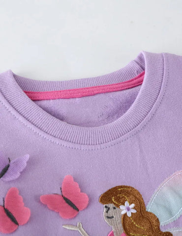 Cute Fairy Butterfly Embroidered Sweatshirt