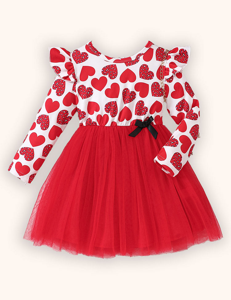 Valentine's Day Love Pattern Tulle Dress