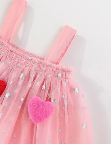 Valentine's Day Love Applique Tulle Suspender Dress