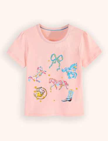 Cute Pony Print Short-sleeved T-shirt