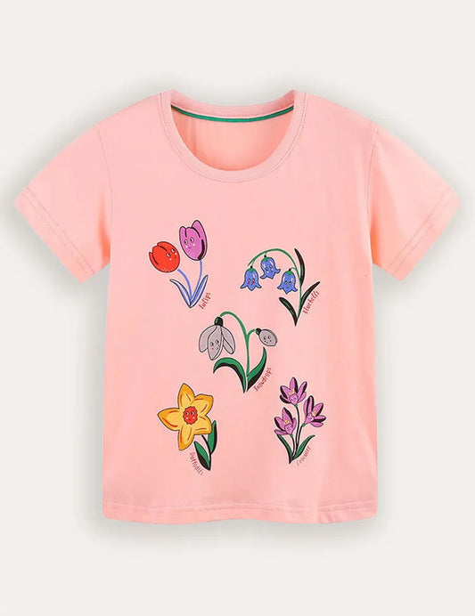T-shirt a maniche corte con stampa floreale