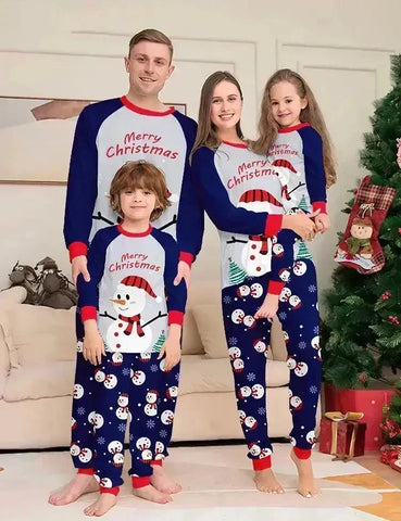 Weihnachtliche Weiße Schneemann-Familien-Pyjamas