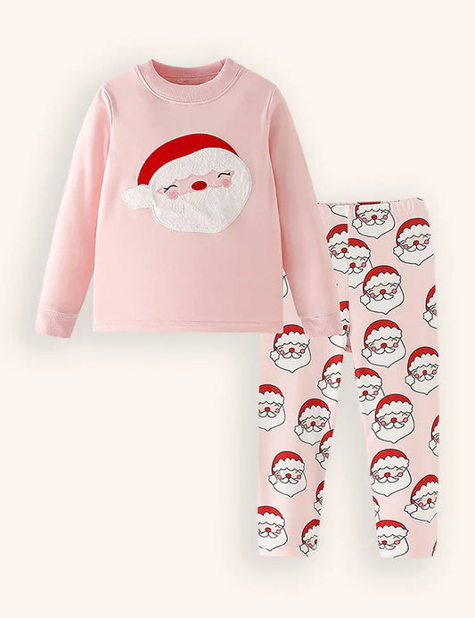 Santa Claus Applique Pajama Set