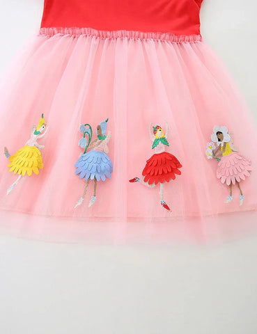 Cute Fairy Embroidered Tulle Dress