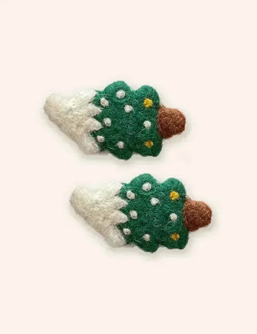 2PCS Christmas Wool Felt Cute Hairpins