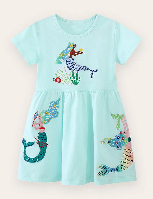 Robe sirène en coton brodé
