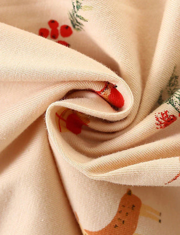 Christmas Little Deer Applique Long Sleeve Dress