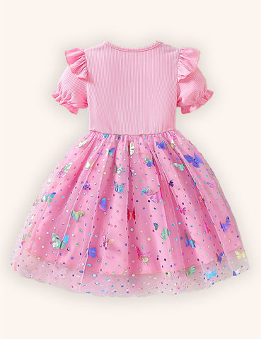 Colorful Butterfly Tulle Party Dress