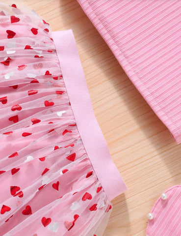 Valentijnsdag hart tule rok set