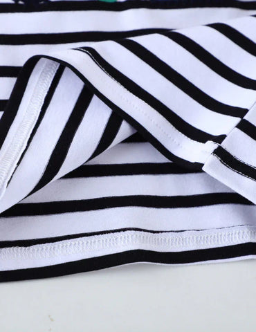 Construction Car Applique Striped Long Sleeve T-Shirt