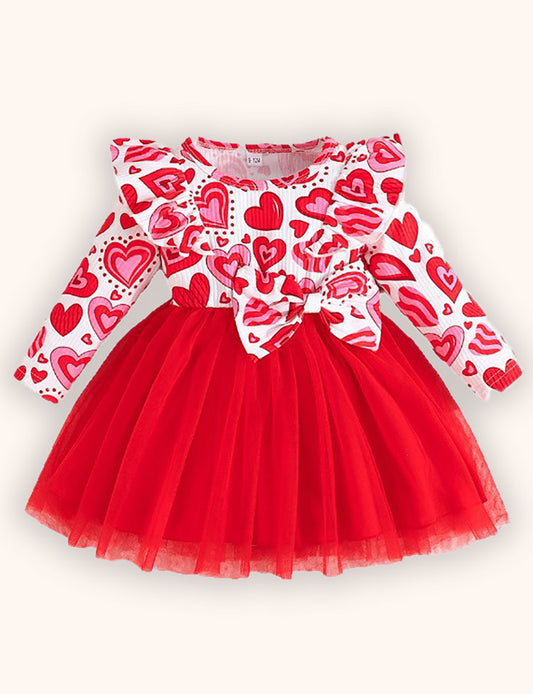 Valentine's Day Love Pattern Tulle Dress
