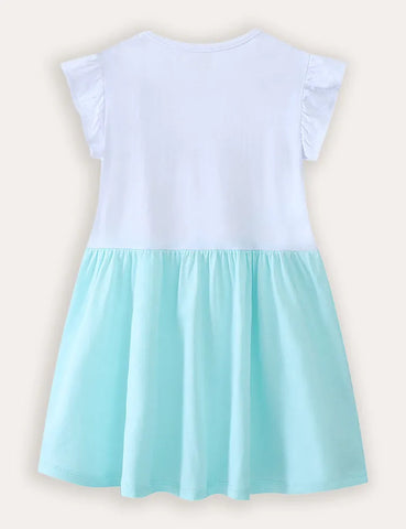 Unicorn Embroidered Cotton Dress
