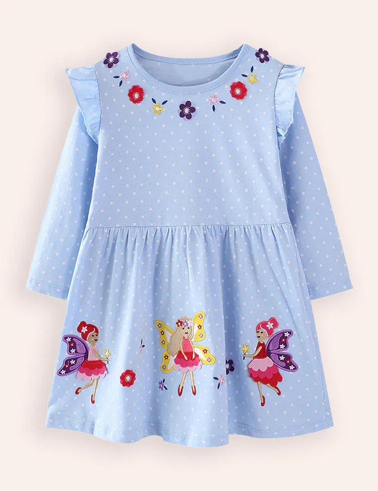 Fairy Embroidered Long-sleeved Dress