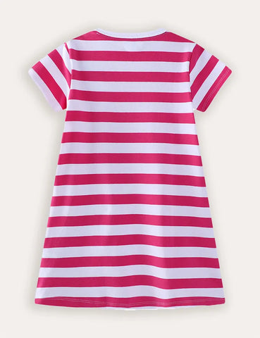 Unicorn Applique Stripe Cotton Dress