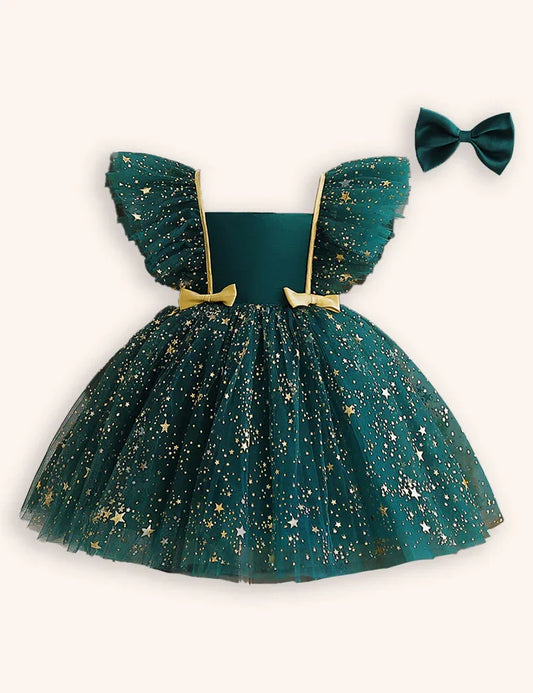 Abito da festa principessa in tulle con stella di Natale