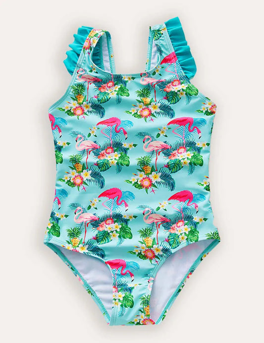 Flamingo Ruffled One-piece Swimsuit