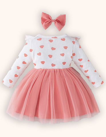 Valentine's Day Love Printing Splicing Tulle Dress