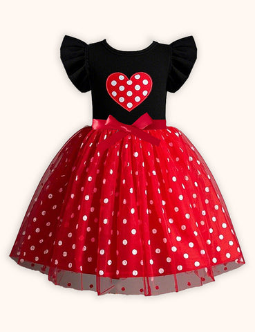 Valentine's Day Love Polka Dot Print Party Dress