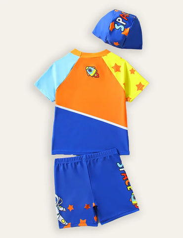 Astronaut Printed Swimsuit Set