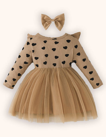 Valentine's Day Love Printing Splicing Tulle Dress