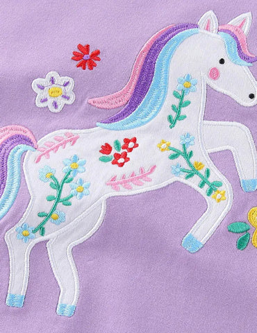 Unicorn Embroidered Long-sleeved Sweatshirt