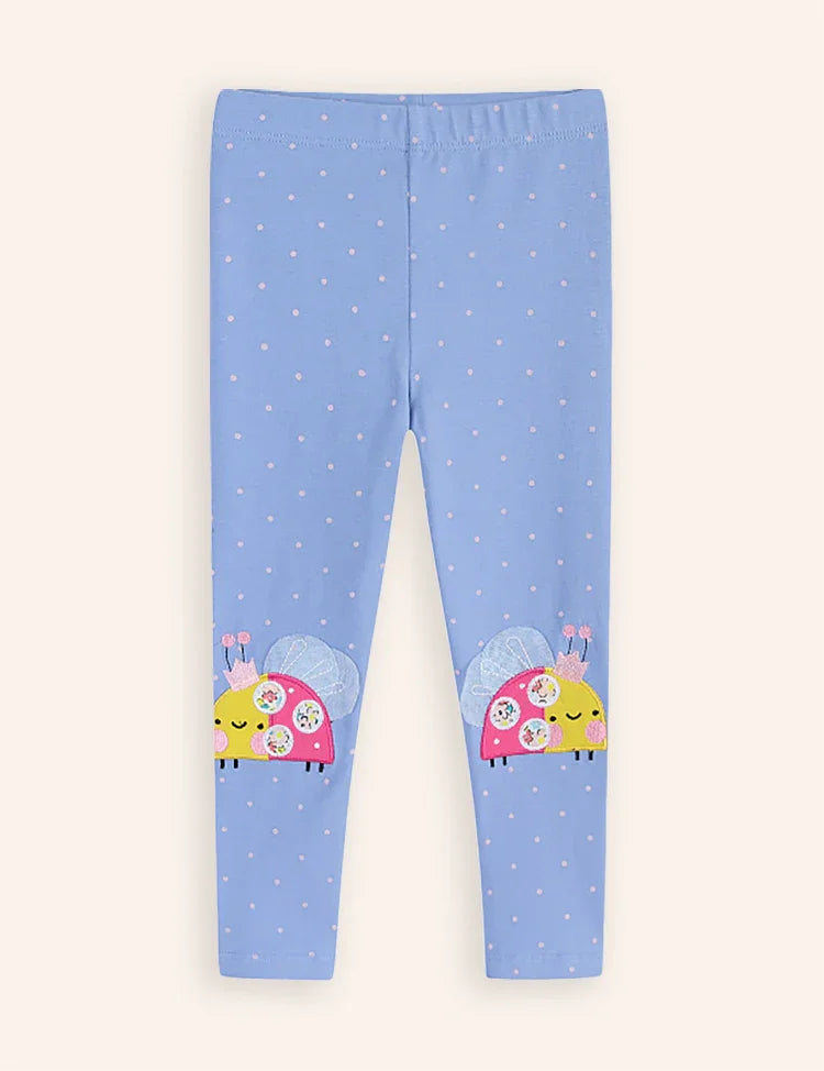 Cute Ladybug Embroidered Leggings