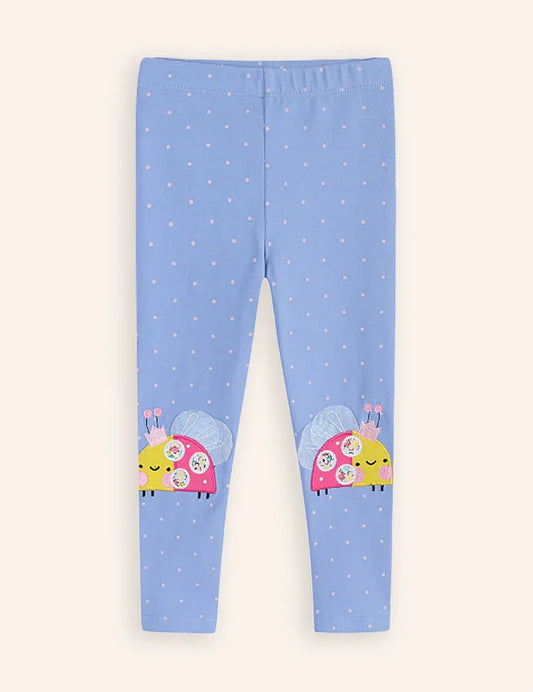 Cute Ladybug Embroidered Leggings