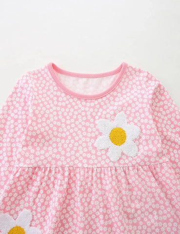 Flower Appliqué Long Sleeves Dress