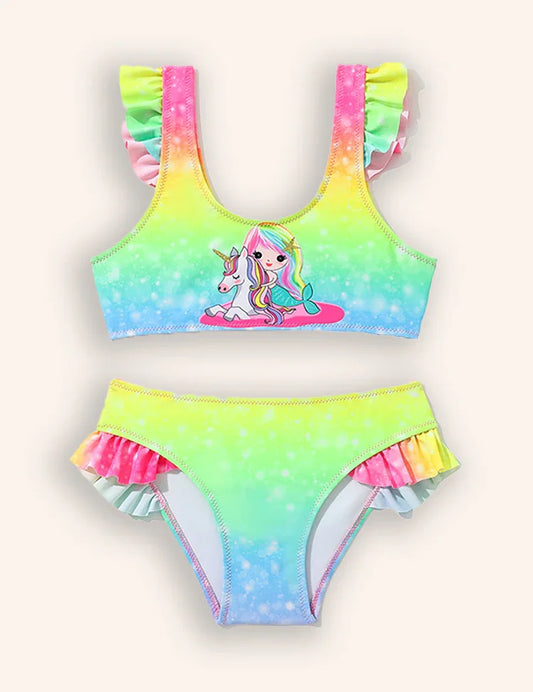 Costume da bagno diviso con stampa sirena colorata